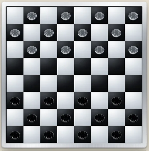 Checkers board at the start of a game